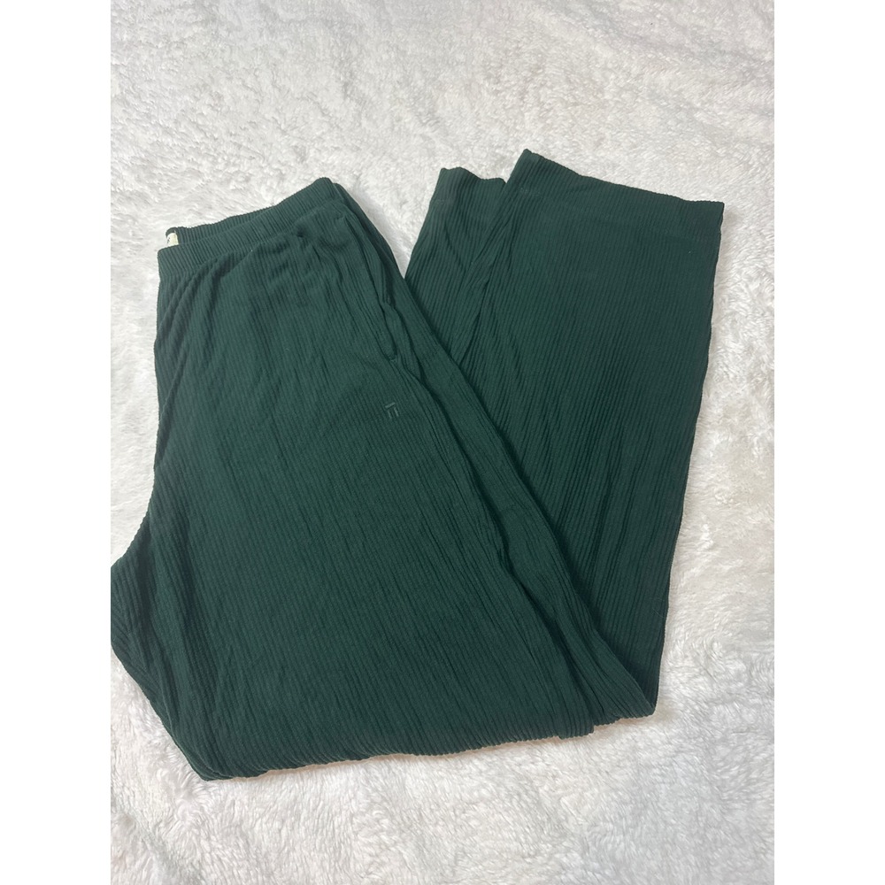 Tommy John Lounge Pants Womens S Green Excellent Ribbed Wide Leg Sleepwear